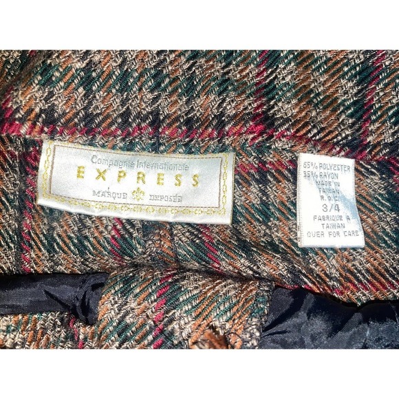 Vintage Express Academia Plaid Straight Leg High Waist Trousers Size 4 - Picture 5 of 6